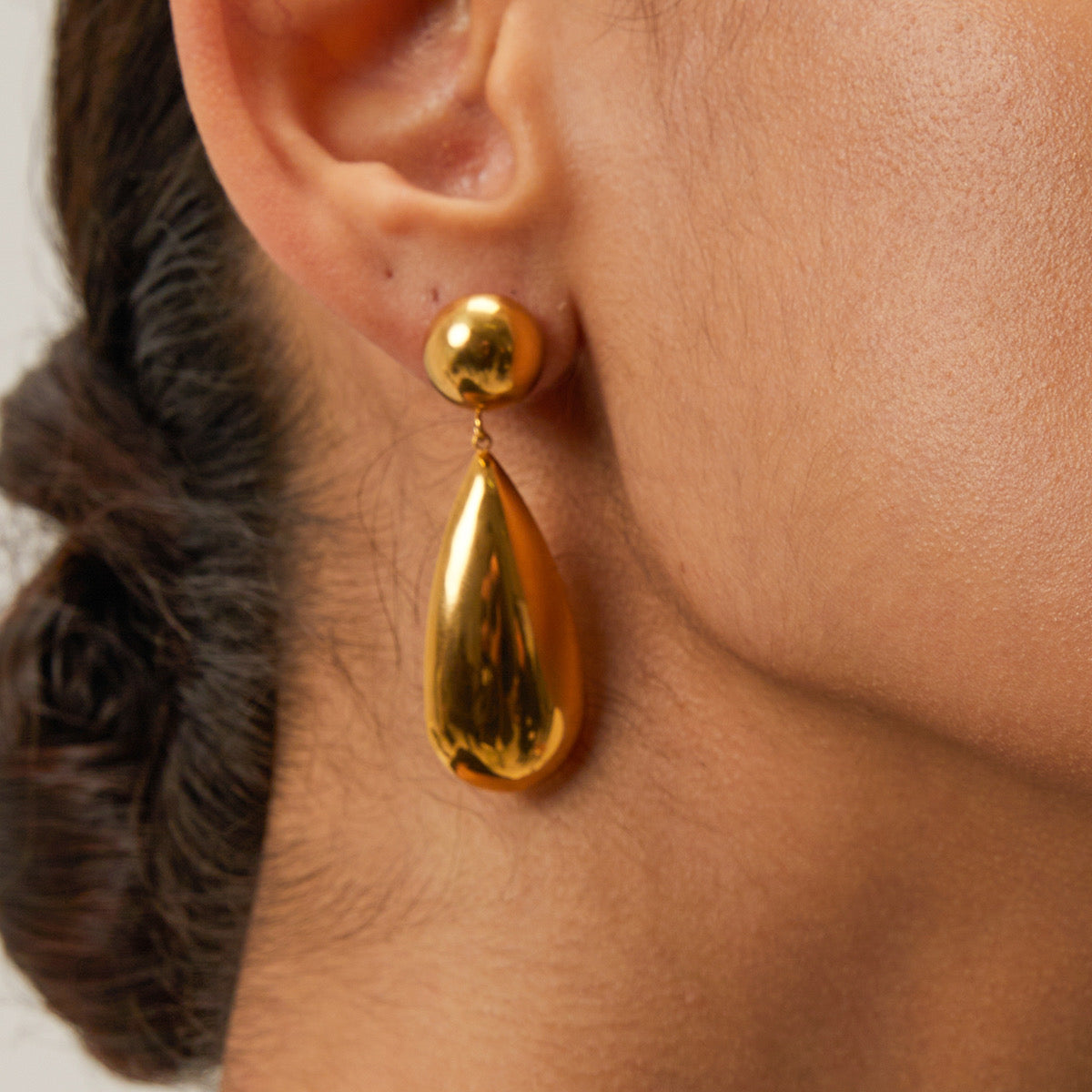 1 Pair Ig Style Water Droplets Stainless Steel 18K Gold Plated Drop Earrings/ Jewelry