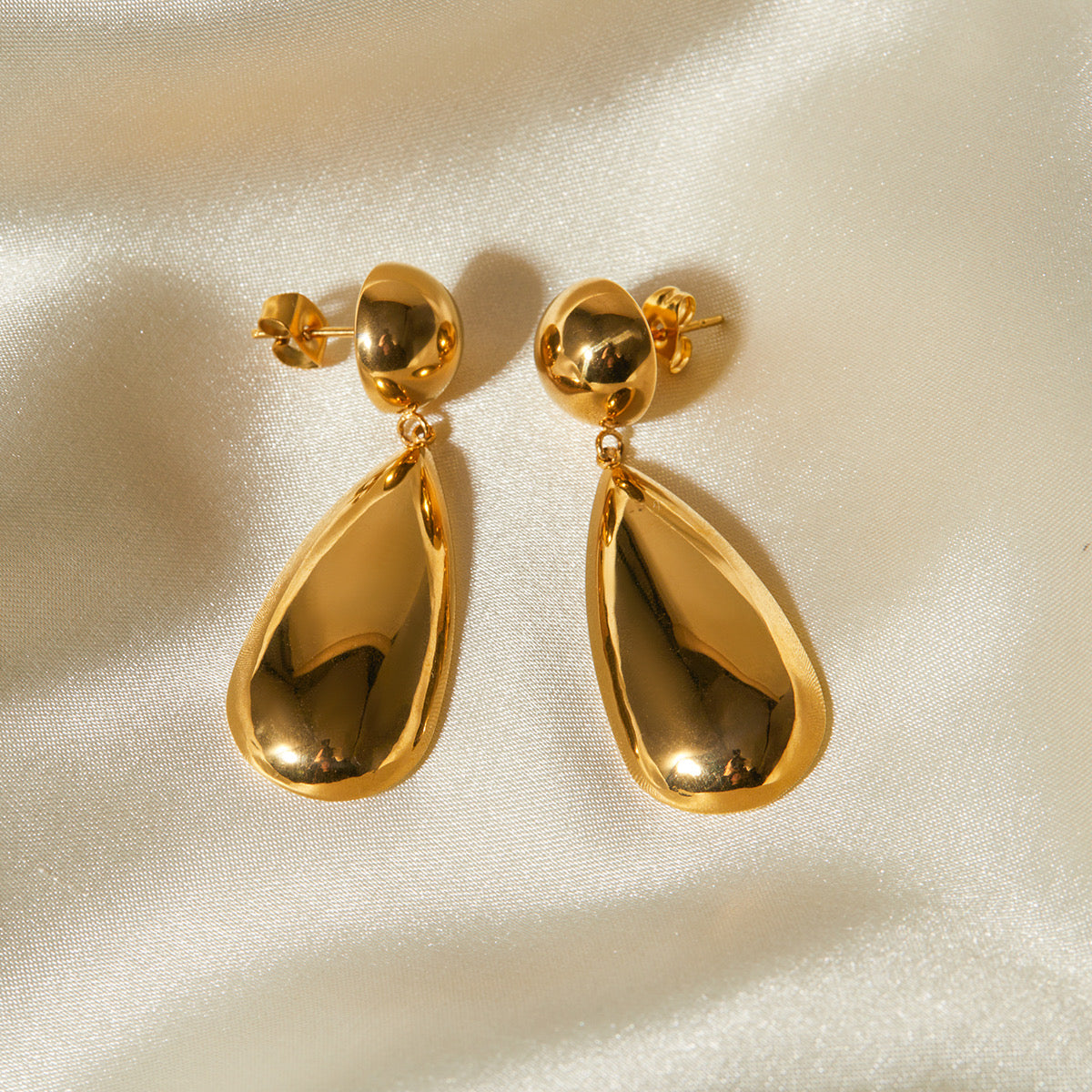 1 Pair Ig Style Water Droplets Stainless Steel 18K Gold Plated Drop Earrings/ Jewelry
