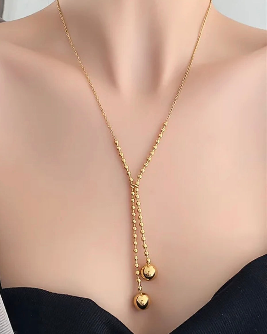 Wholesale Jewelry Modern Style Korean Style Round Dots Titanium Steel Titanium Steel 18K Gold Plated Plating Pendant Necklace/ Jewelry