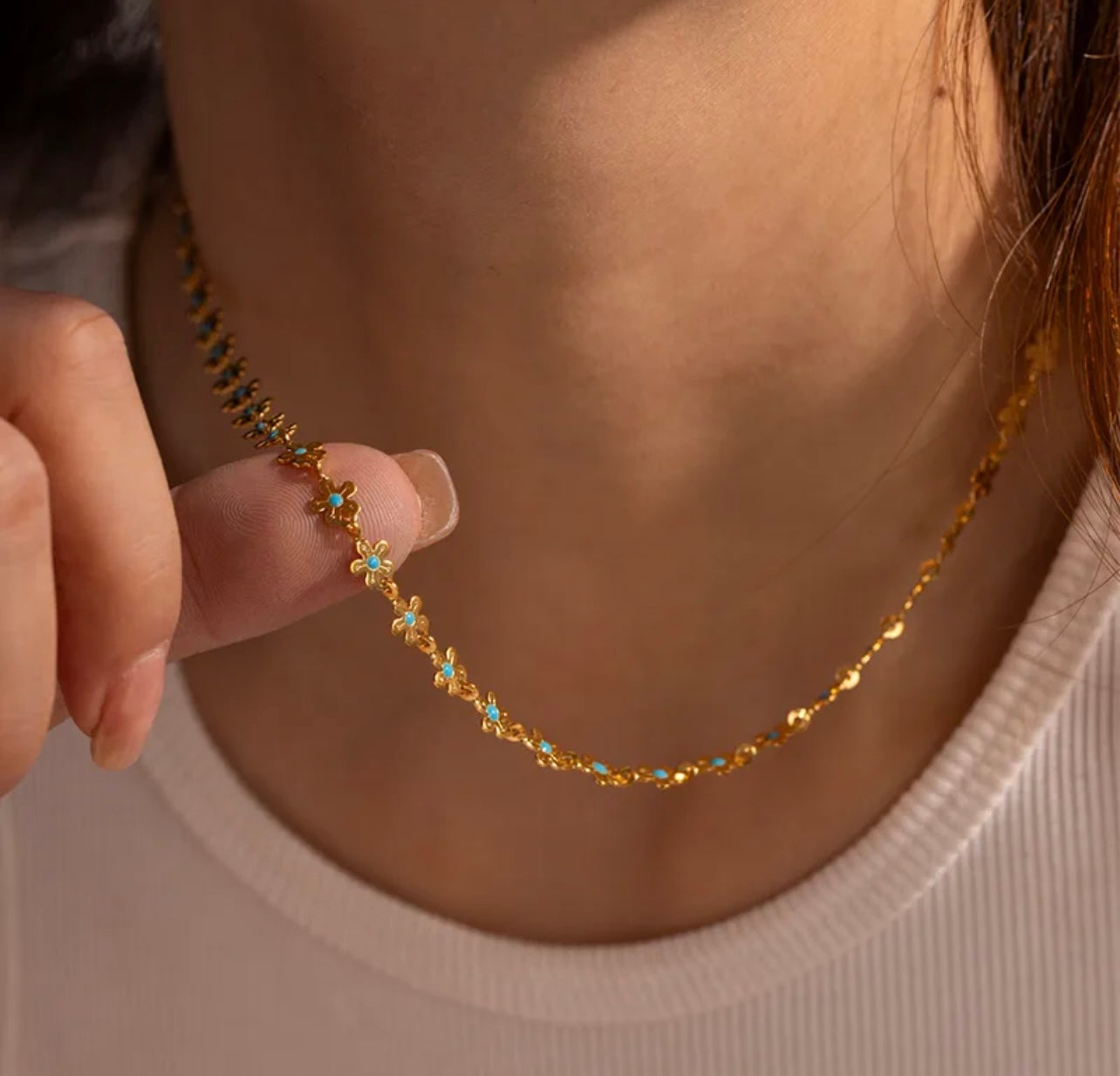304 Stainless Steel 18K Gold Plated Ig Style Basic Classic Style Flower Bracelets Necklace/ Jewelry