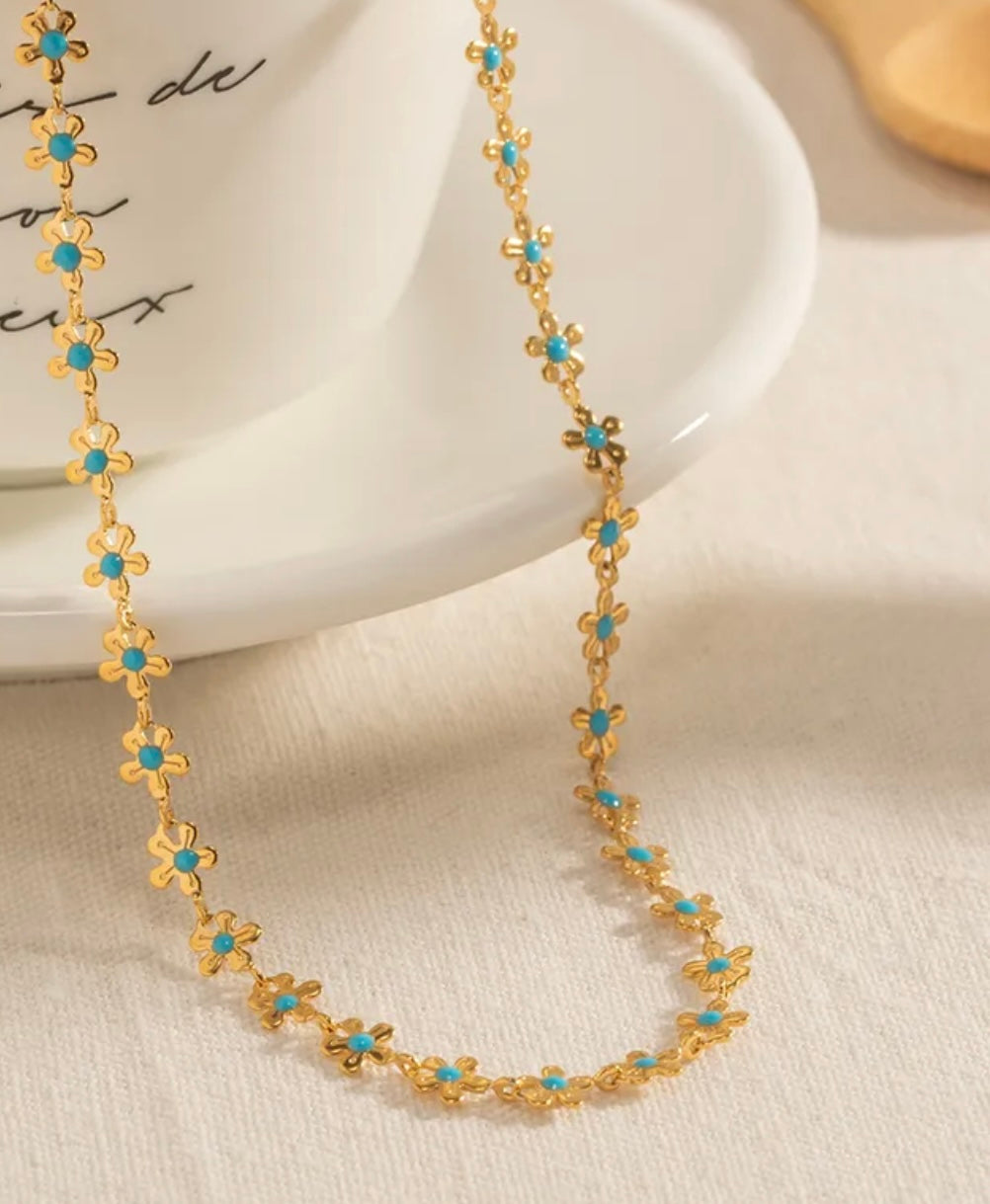 304 Stainless Steel 18K Gold Plated Ig Style Basic Classic Style Flower Bracelets Necklace/ Jewelry