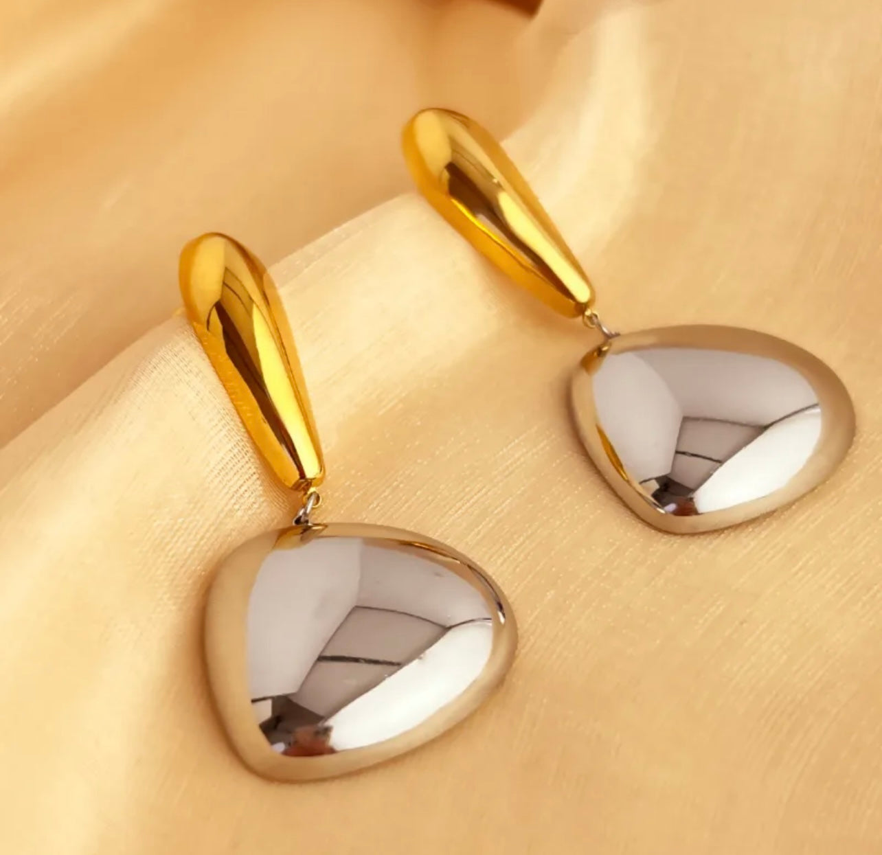 1 Pair Elegant Simple Style Geometric Polishing 304 Stainless Steel 18K Gold Plated Drop Earrings/ Jewelry