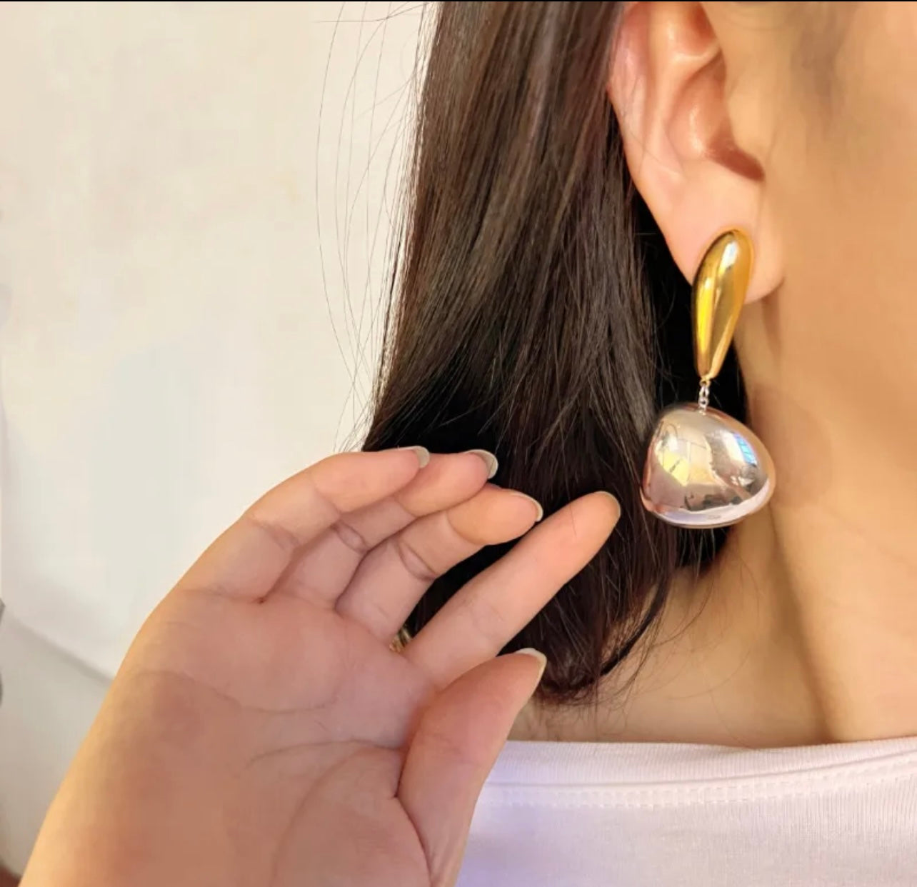1 Pair Elegant Simple Style Geometric Polishing 304 Stainless Steel 18K Gold Plated Drop Earrings/ Jewelry