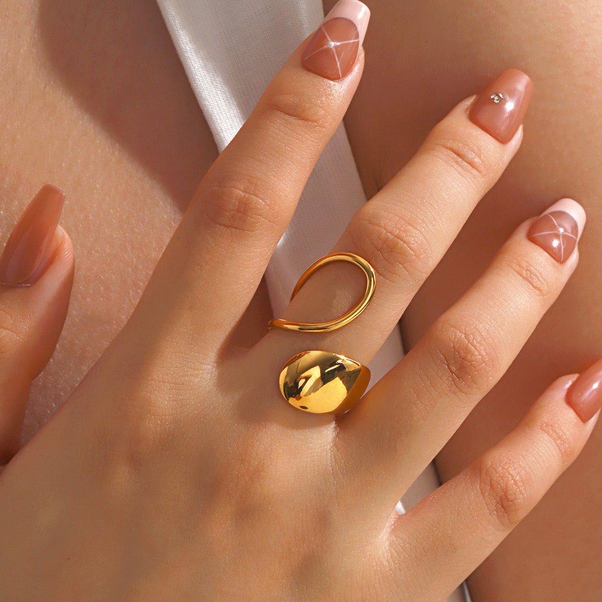 Wholesale Jewelry Ig Style Oval 304 Stainless Steel 18K Gold Plated Plating Stainless Steel Rings/ Jewelry