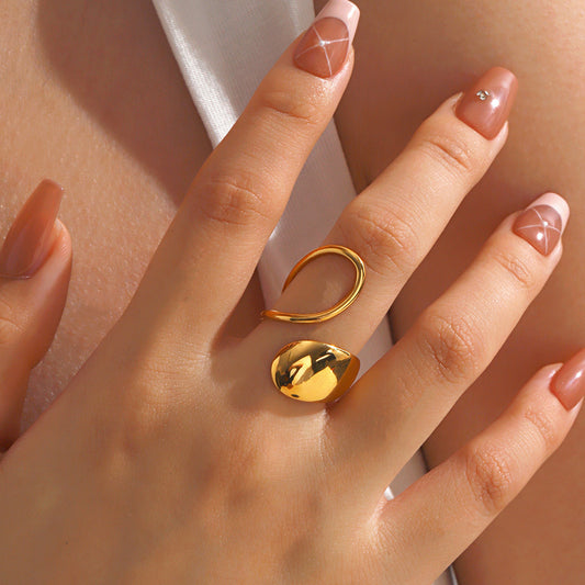 Wholesale Jewelry Ig Style Oval 304 Stainless Steel 18K Gold Plated Plating Stainless Steel Rings/ Jewelry
