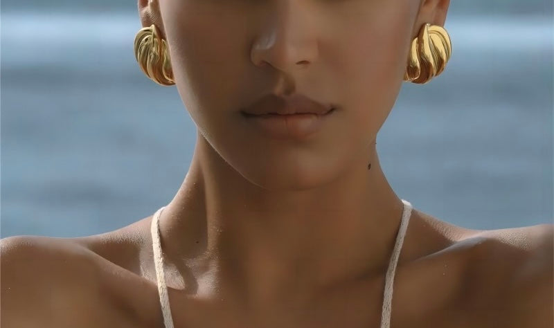 1 Pair Exaggerated Ig Style Geometric Solid Color Polishing 304 Stainless Steel 18K Gold Plated Ear Studs/ Jewelry