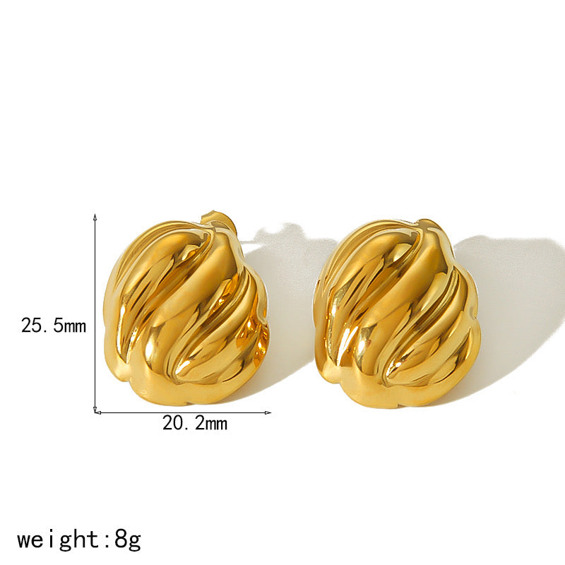 1 Pair Exaggerated Ig Style Geometric Solid Color Polishing 304 Stainless Steel 18K Gold Plated Ear Studs/ Jewelry