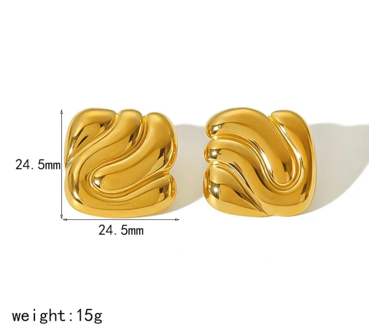 1 Pair Exaggerated Ig Style Geometric Solid Color Polishing 304 Stainless Steel 18K Gold Plated Ear Studs/ Jewelry