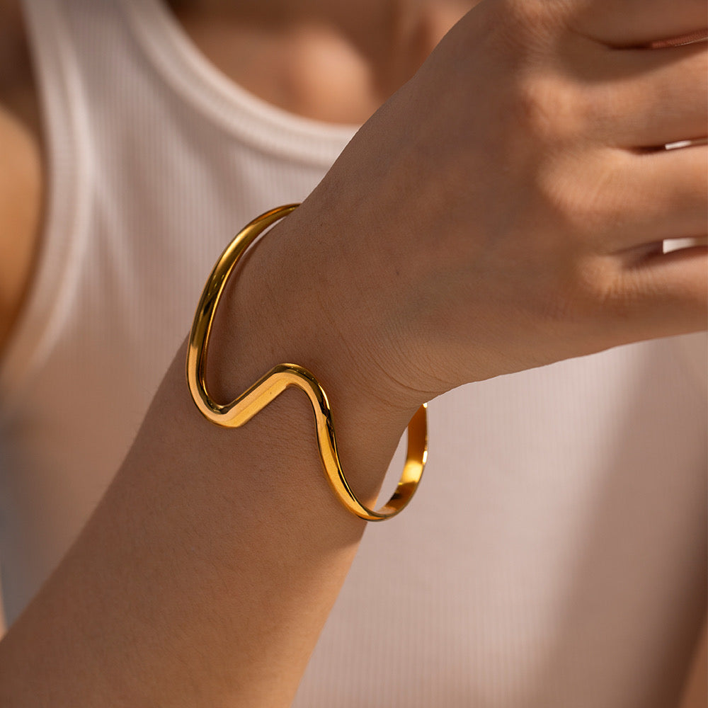 Basic Vintage Style Irregular Stainless Steel Bangle In Bulk/ Jewelry