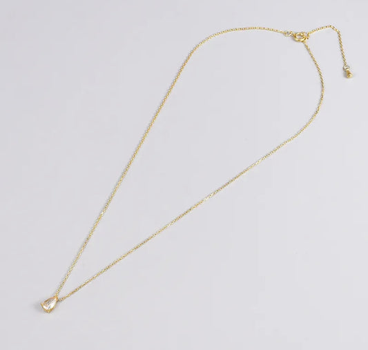 Wholesale Jewelry Elegant Water Droplets 304 Stainless Steel Titanium Steel Artificial Rhinestones 18K Gold Plated Diamond Pendant Necklace/ Jewelry