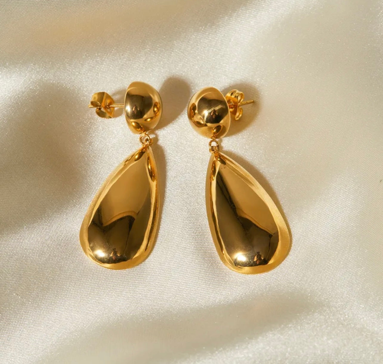 1 Pair Ig Style Water Droplets Stainless Steel 18K Gold Plated Drop Earrings/ Jewelry